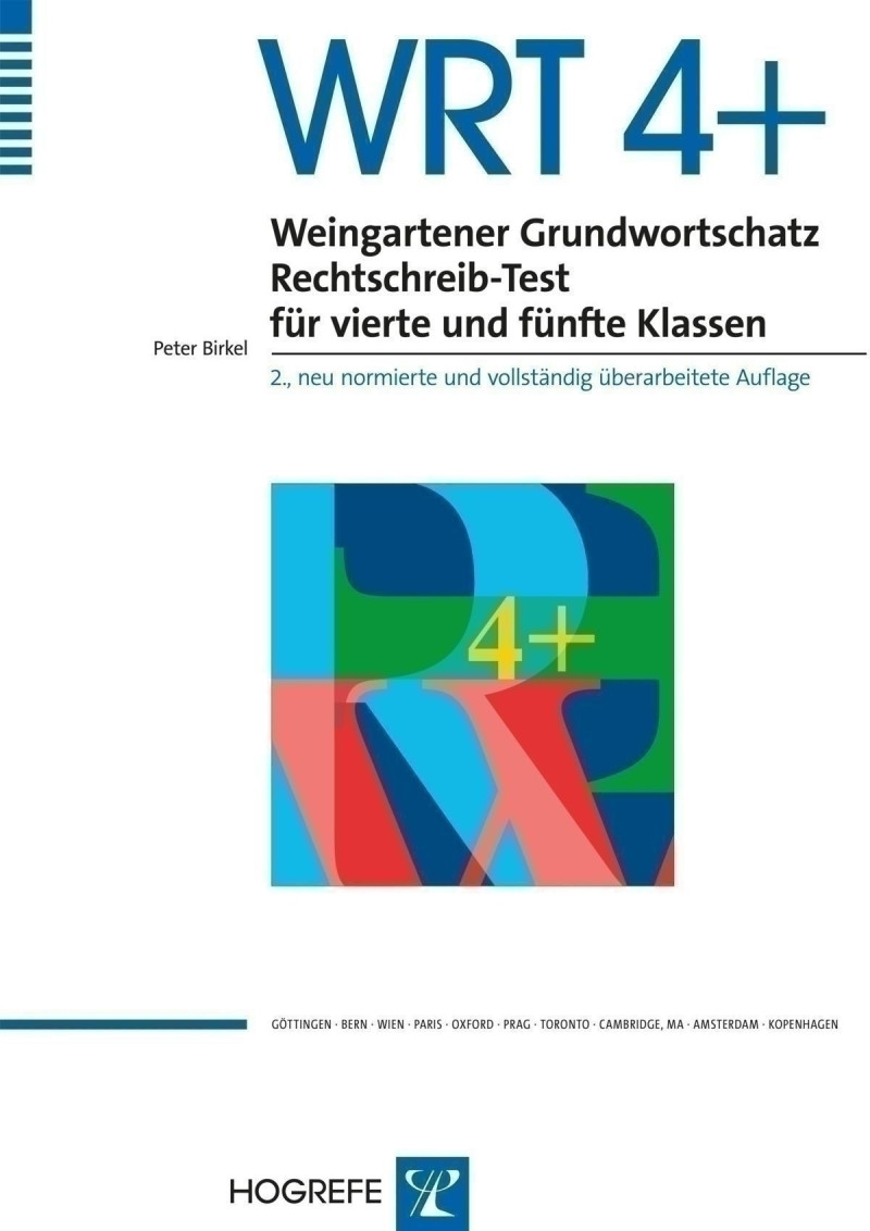 Test komplett bestehend aus: Manual, 2 Testheften Langform A, 2 Testheften Langform B, 2 Testheften Kurzform A, 2 Testheften Kurzform B, Lösungsschablone Langform A/B, Lösungsschablone Kurzform A/B, 1 Klassenliste und Mappe