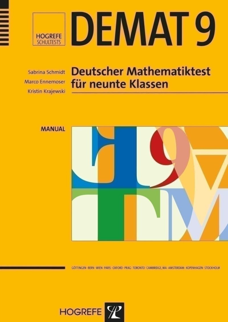 Test komplett bestehend aus: Manual, Instruktion, 5 Testheften DEMAT 9, 5 Testheften KRW, je 1 Satz Auswertungschlüssel DEMAT 9 und KRW und Box