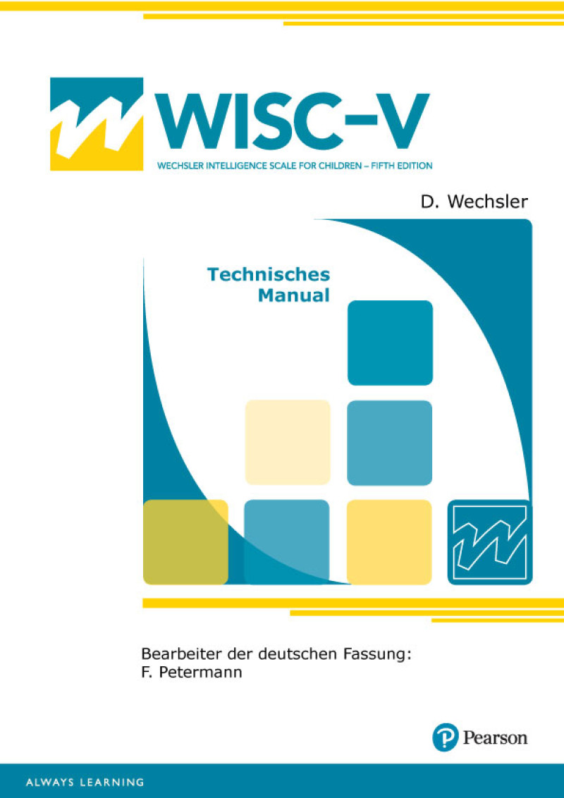 Gesamtsatz bestehend aus: Technisches Manual, Durchführungs- und Auswertungsmanual, Stimulus-Buch 1+2, Würfel-Set für Mosaik-Test, Auswertungsschablonen, Protokollbögen (25 Stück), Aufgabenheft 1a +1b + 2 (jew. 25 Stück) und Tasche